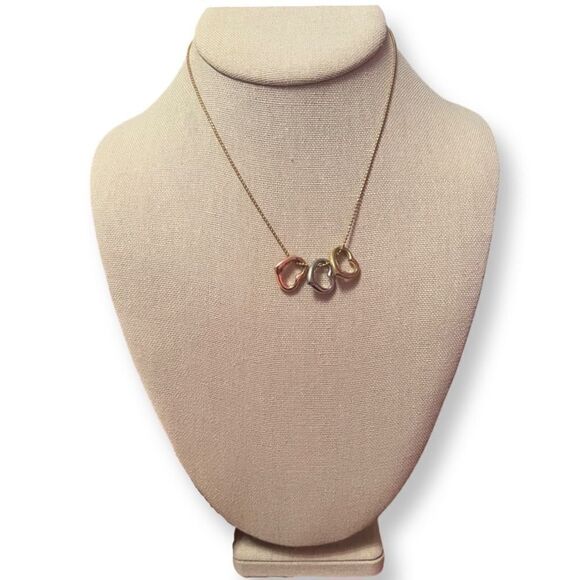 Gold, Silver, And Rose Gold Heart Necklace - Picture 1 of 2